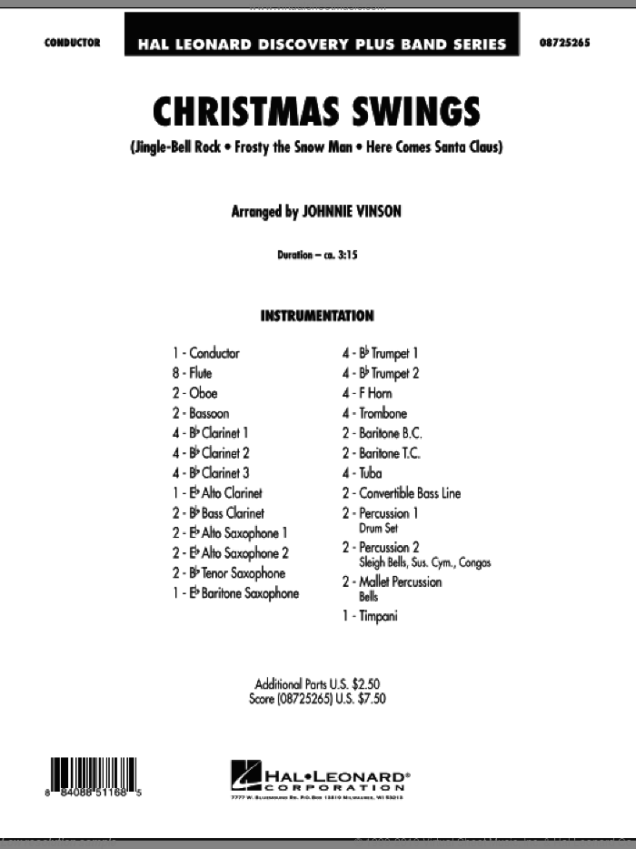 Christmas Swings (COMPLETE) sheet music for concert band by Johnnie Vinson, intermediate skill level