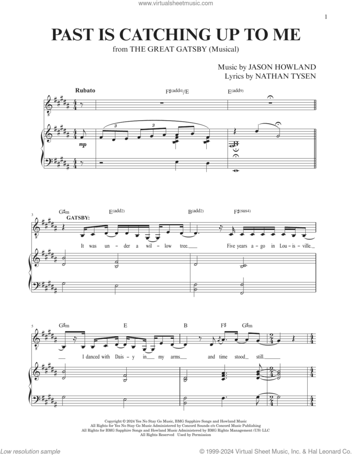 Past Is Catching Up To Me (from The Great Gatsby) sheet music for voice and piano by Jason Howland, Jason Howland & Nathan Tysen and Nathan Tysen, intermediate skill level