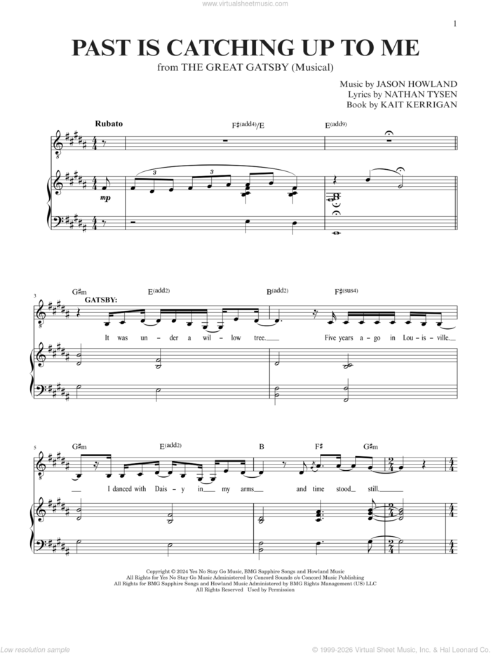 Past Is Catching Up To Me (from The Great Gatsby) sheet music for voice and piano by Nathan Tysen, Jason Howland and Jason Howland & Nathan Tysen, intermediate skill level
