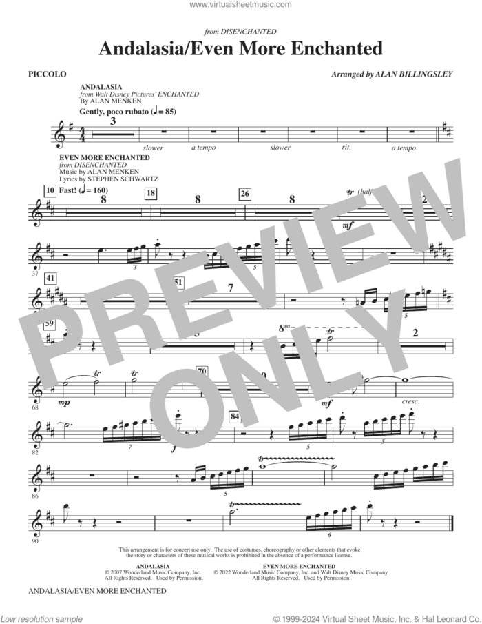 Andalasia/Even More Enchanted (from Disenchanted) (arr. Alan Billingsley) (complete set of parts) sheet music for orchestra/band by Alan Menken, Alan Billingsley and Stephen Schwartz, intermediate skill level