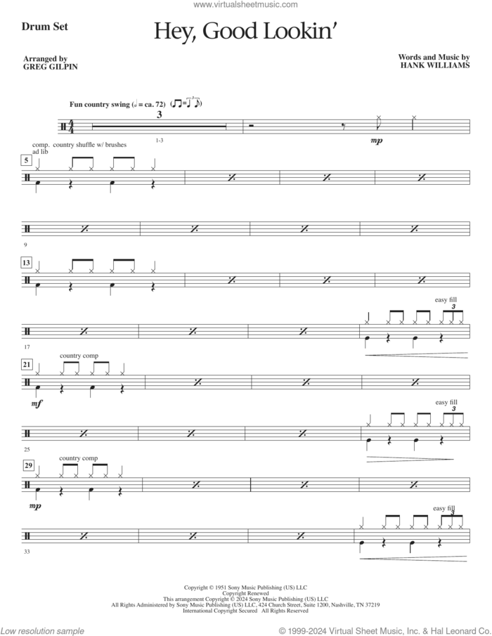 Hey, Good Lookin' (arr. Greg Gilpin) (complete set of parts) sheet music for orchestra/band (Rhythm) by Greg Gilpin and Hank Williams, intermediate skill level