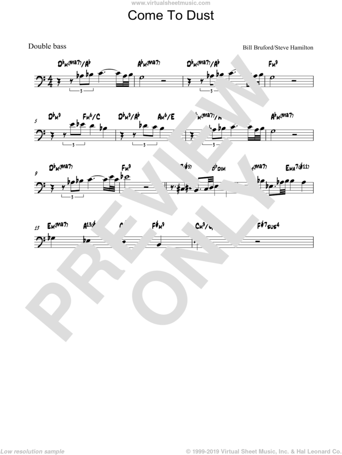 Come To Dust sheet music for bass solo by Bill Bruford and Steve Hamilton, intermediate skill level