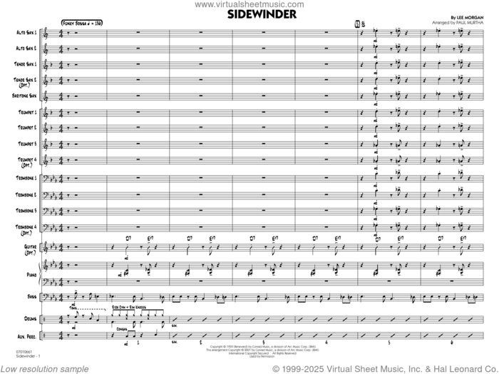 Sidewinder (arr. Paul Murtha) (COMPLETE) sheet music for jazz band by Paul Murtha and Lee Morgan, intermediate skill level