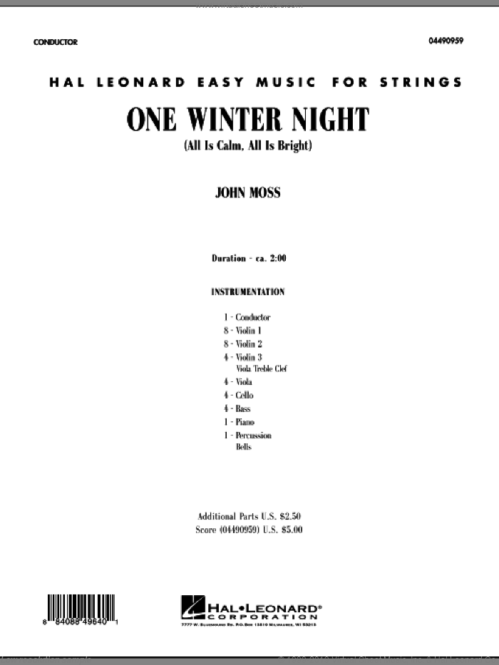 One Winter Night (All Is Calm, All Is Bright) (COMPLETE) sheet music for orchestra by John Moss, intermediate skill level