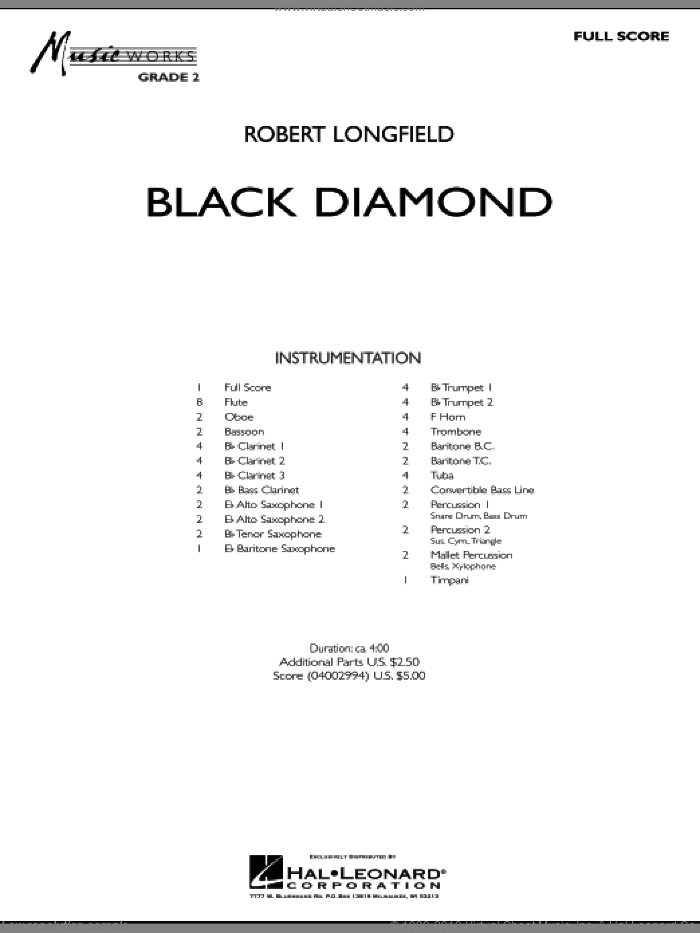 Black Diamond (COMPLETE) sheet music for concert band by Robert Longfield, intermediate skill level