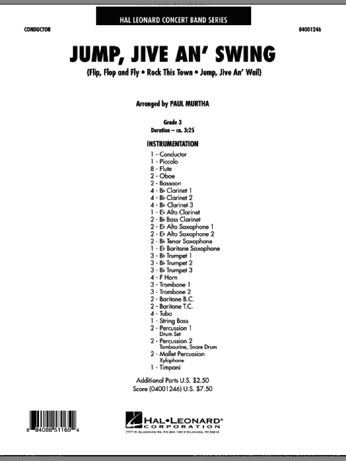 Jump, Jive An' Swing (COMPLETE) sheet music for concert band by Paul Murtha, intermediate skill level