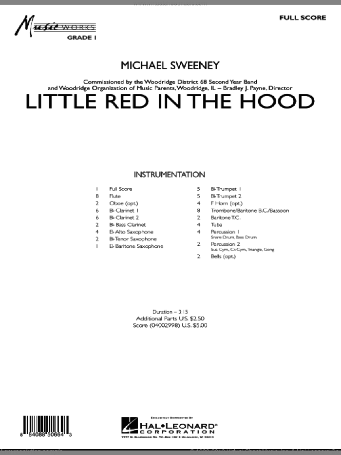 Little Red In The Hood (COMPLETE) sheet music for concert band by Michael Sweeney, intermediate skill level