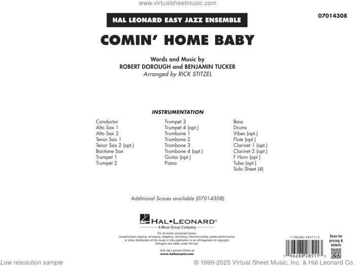 Comin' Home Baby (arr. Rick Stitzel) (COMPLETE) sheet music for jazz band by Ben Tucker, Bob Dorough and Rick Stitzel, intermediate skill level