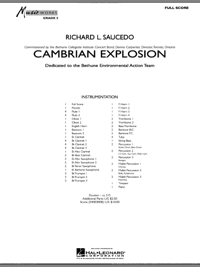 Cambrian Explosion (COMPLETE) sheet music for concert band by Richard L. Saucedo, intermediate skill level