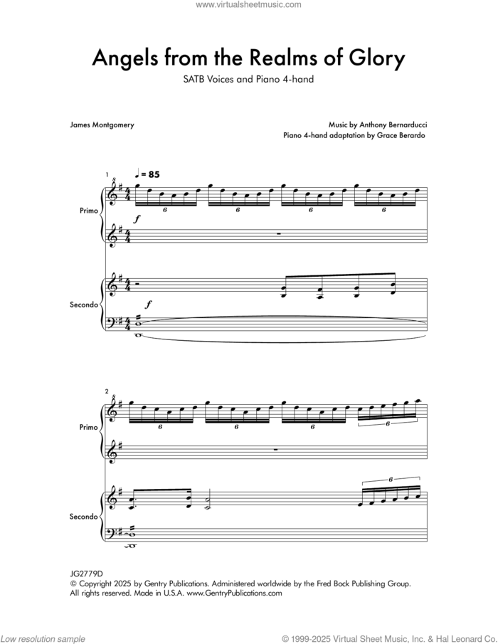 Angels From The Realms Of Glory sheet music for choir (SATB: soprano, alto, tenor, bass) by Anthony Bernarducci and James Montgomery, intermediate skill level