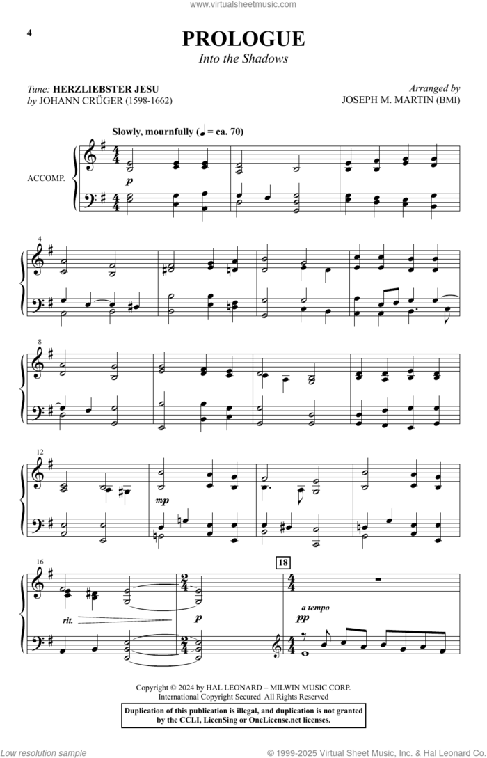 The Solemn Shadows (A Service For Tenebrae) sheet music for choir (SATB: soprano, alto, tenor, bass) by Joseph M. Martin, intermediate skill level