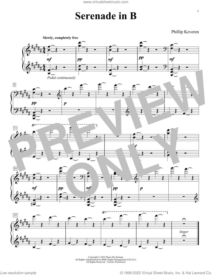 Serenade In B (The Day Is Done) sheet music for piano solo by Phillip Keveren, classical score, intermediate skill level