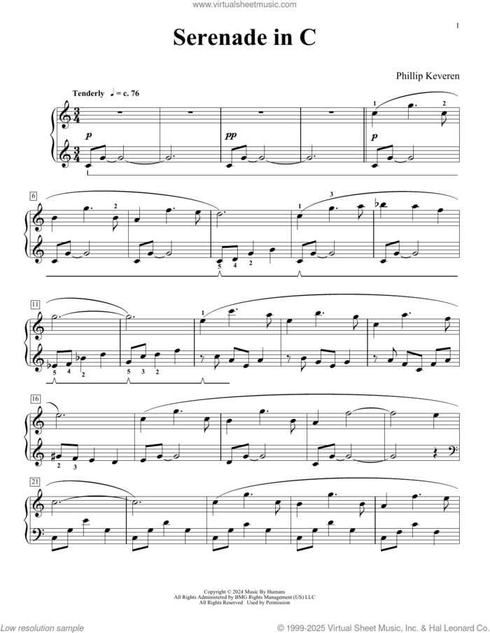 Serenade In C (My Beautiful Baby) sheet music for piano solo by Phillip Keveren, classical score, intermediate skill level