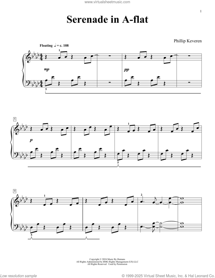 Serenade In A-flat (From The Very Beginning) sheet music for piano solo by Phillip Keveren, classical score, intermediate skill level