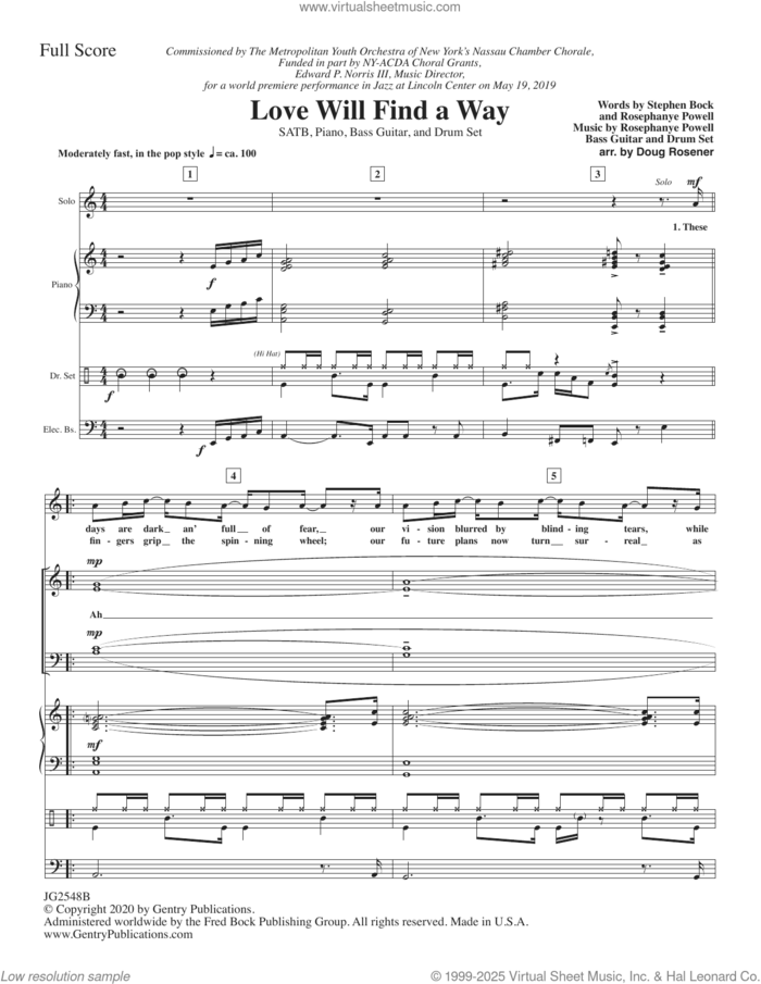 Love Will Find A Way (COMPLETE) sheet music for orchestra/band (Instrumental Accompaniment) by Rosephanye Powell, Doug Rosener and Stephen Bock, intermediate skill level