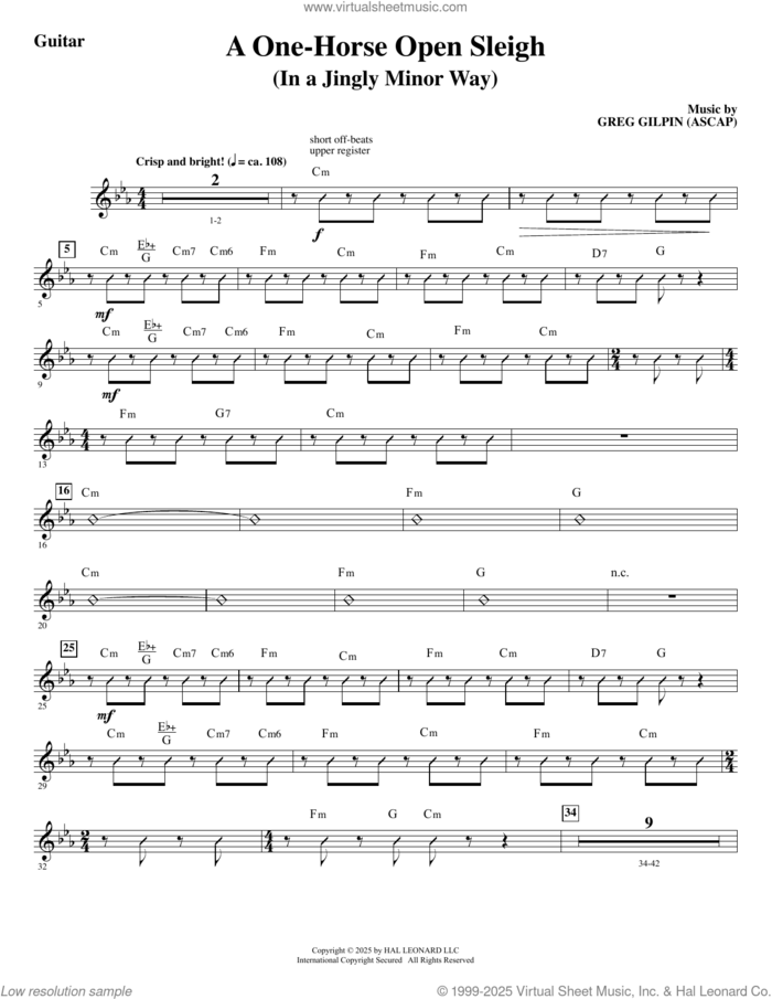 A One-Horse Open Sleigh (In a Jingly Minor Way) (complete set of parts) sheet music for orchestra/band (Rhythm) by Greg Gilpin and James Pierpont, intermediate skill level