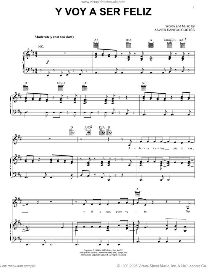 Y Voy A Ser Feliz sheet music for voice, piano or guitar by Marisela and Xavier Santos Cortez, intermediate skill level