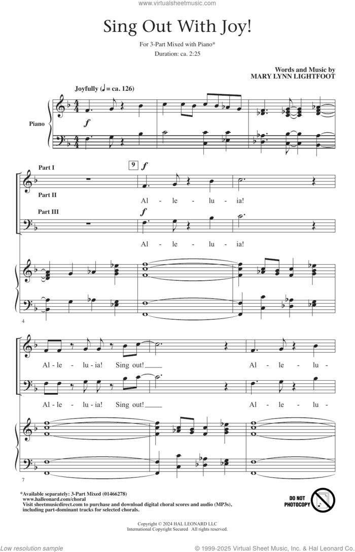 Sing Out With Joy! sheet music for choir (3-Part Mixed) by Mary Lynn Lightfoot, intermediate skill level