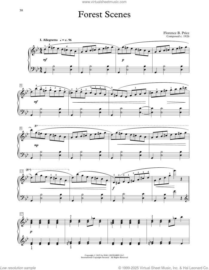 Forest Scenes sheet music for piano solo (elementary) by Florence Price and Michael Clark, classical score, beginner piano (elementary)