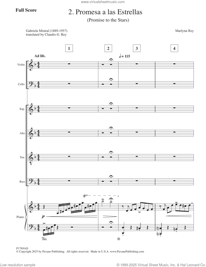 Three Tangos - 2. Promesa A Las Estrellas (COMPLETE) sheet music for orchestra/band by Marlynn Rey, Claudio G. Rey and Gabriela Mistral, intermediate skill level