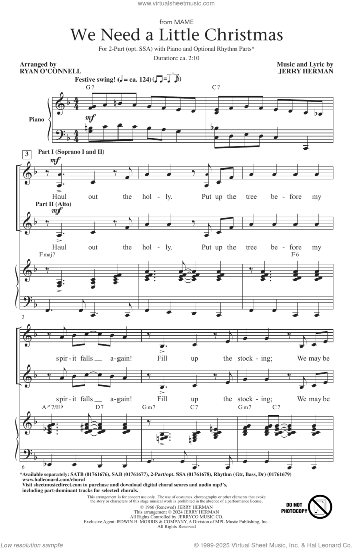 We Need A Little Christmas (from Mame) (arr. Ryan O'Connell) sheet music for choir by Kimberley Locke and Jerry Herman, intermediate skill level