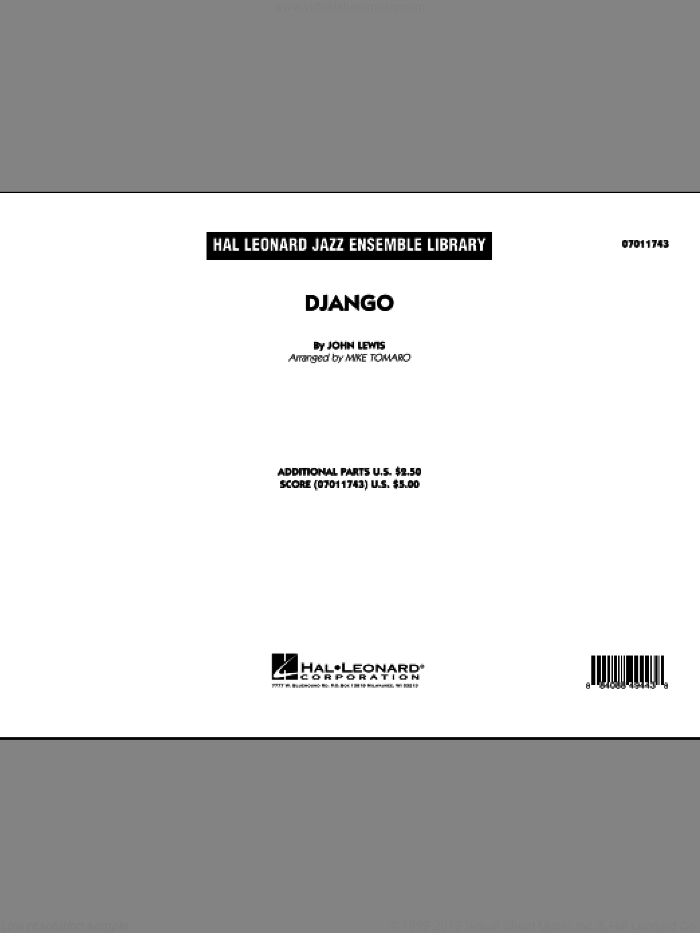 Django (COMPLETE) sheet music for jazz band by Mike Tomaro and John Lewis, intermediate skill level
