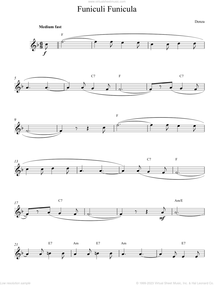Funiculi Funicula (Top Line) sheet music for voice and other instruments (fake book) by Luigi Denza, intermediate skill level