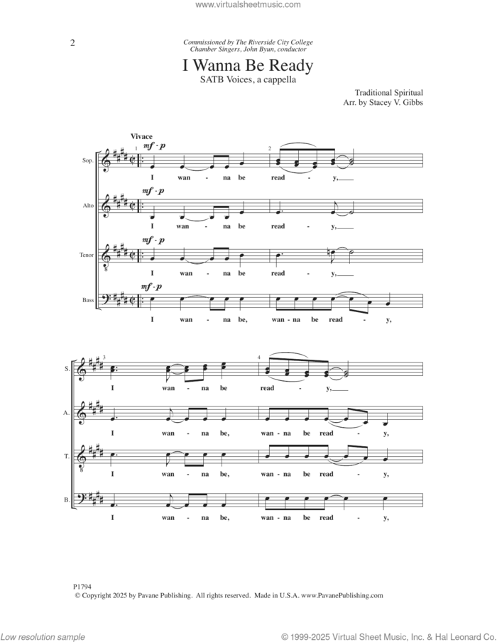 I Wanna Be Ready (arr. Stacey V. Gibbs) sheet music for choir (SATB: soprano, alto, tenor, bass)  and Stacey V. Gibbs, intermediate skill level