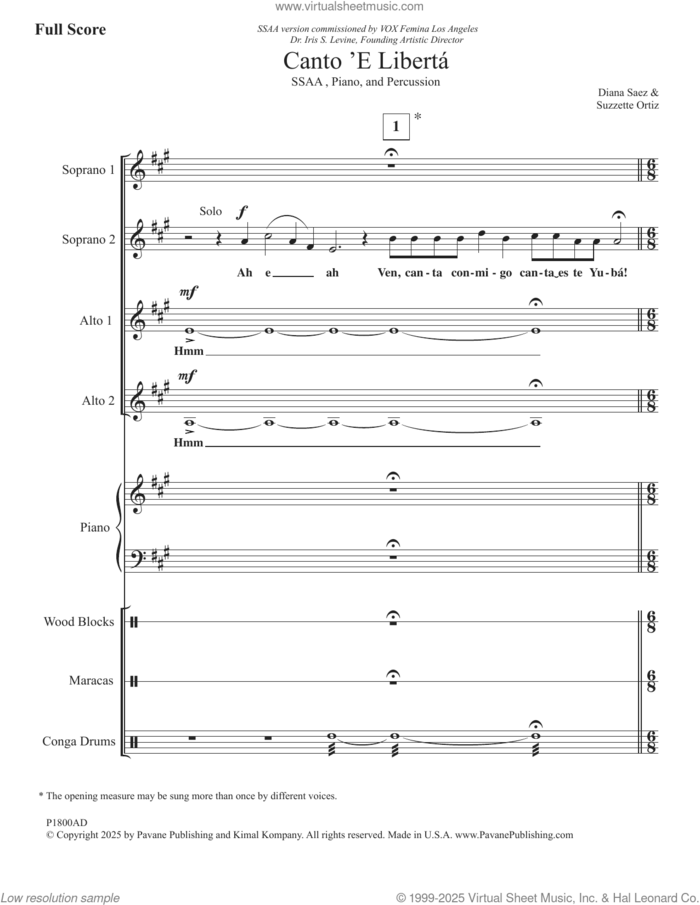 Canto 'e Liberta (COMPLETE) sheet music for orchestra/band by Diana Saez & Suzzette Ortiz, intermediate skill level