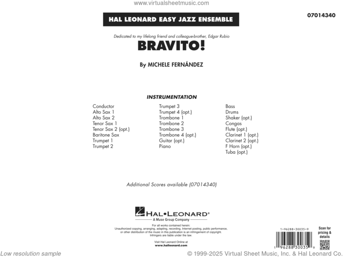 Bravito! (COMPLETE) sheet music for jazz band by Michele Fernández, intermediate skill level