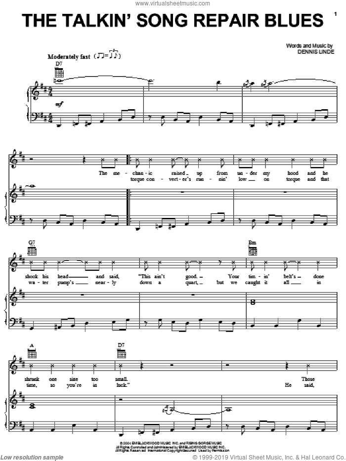 The Talkin' Song Repair Blues sheet music for voice, piano or guitar by Alan Jackson and Dennis Linde, intermediate skill level