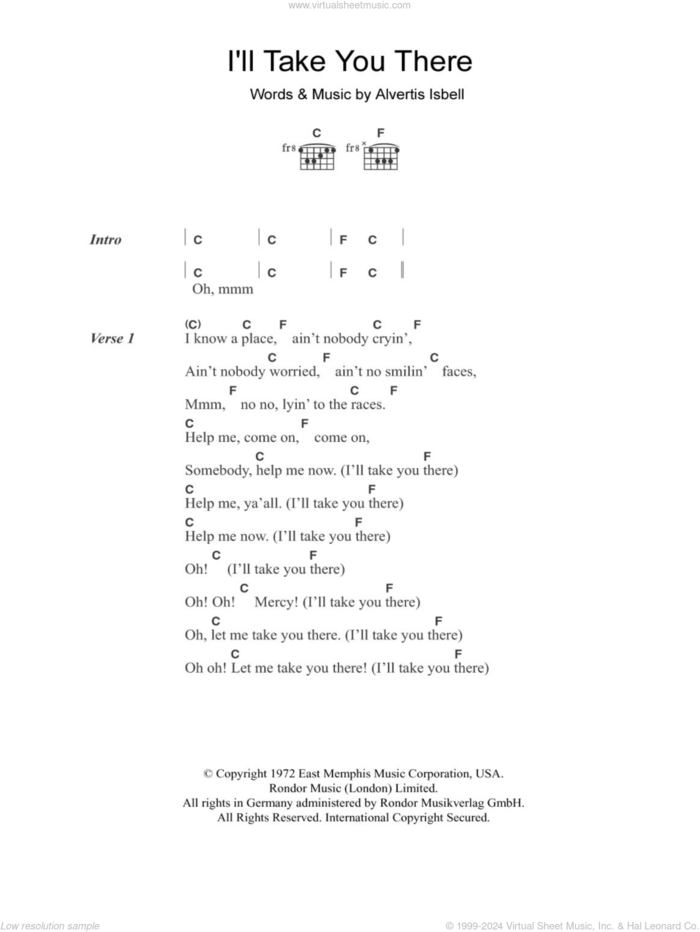 I'll Take You There sheet music for guitar (chords) by The Staple Singers and Alvertis Isbell, intermediate skill level