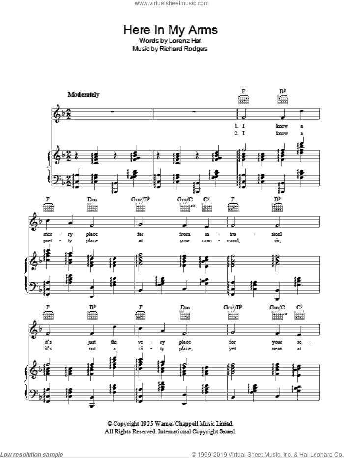Here In My Arms sheet music for voice, piano or guitar by Ella Fitzgerald, Rodgers & Hart, Lorenz Hart and Richard Rodgers, intermediate skill level