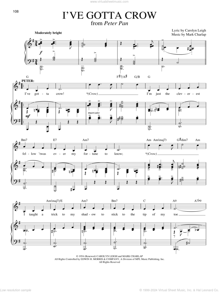 Leigh I Ve Gotta Crow Sheet Music For Voice And Piano Pdf