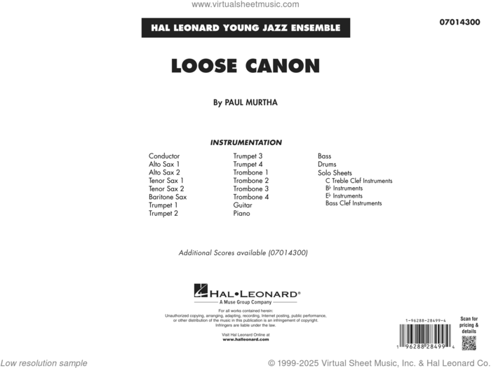 Loose Canon (COMPLETE) sheet music for jazz band by Paul Murtha, intermediate skill level