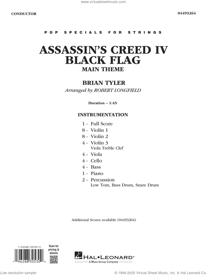 Assassins Creed: Black Flag (arr. Robert Longfield) (COMPLETE) sheet music for orchestra by Robert Longfield and Brian Tyler, intermediate skill level