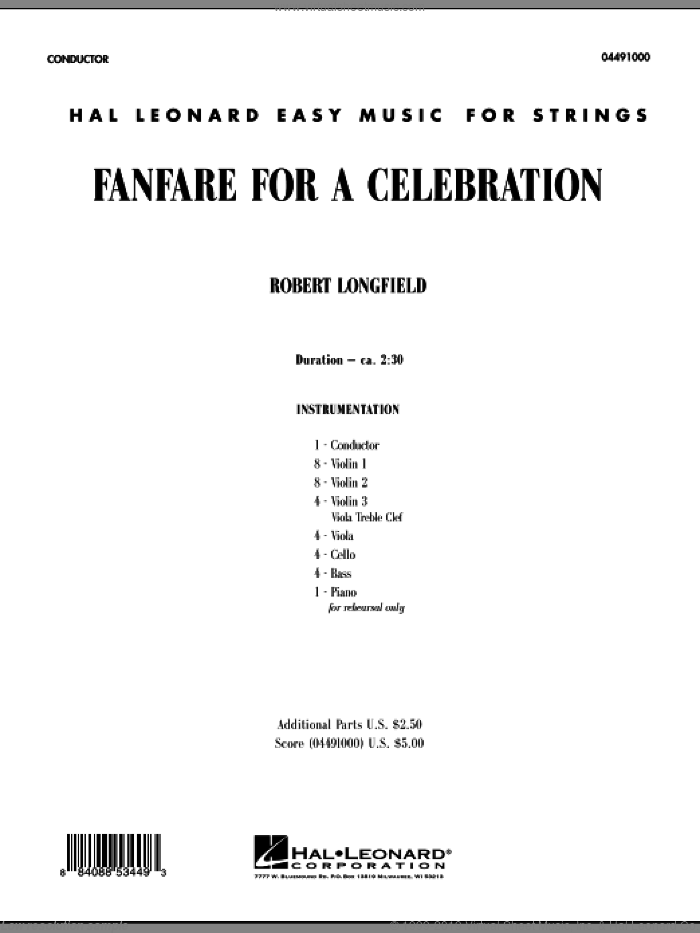 Fanfare For A Celebration (COMPLETE) sheet music for orchestra by Robert Longfield, classical score, intermediate skill level