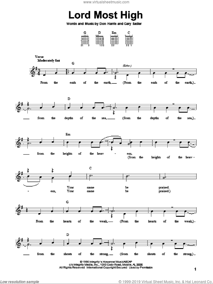 Lord Most High sheet music for guitar solo (chords) by The Martins, Don Harris and Gary Sadler, easy guitar (chords)