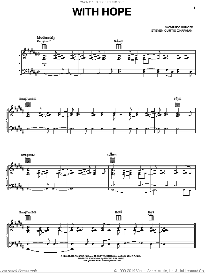 With Hope sheet music for voice, piano or guitar by Steven Curtis Chapman, intermediate skill level