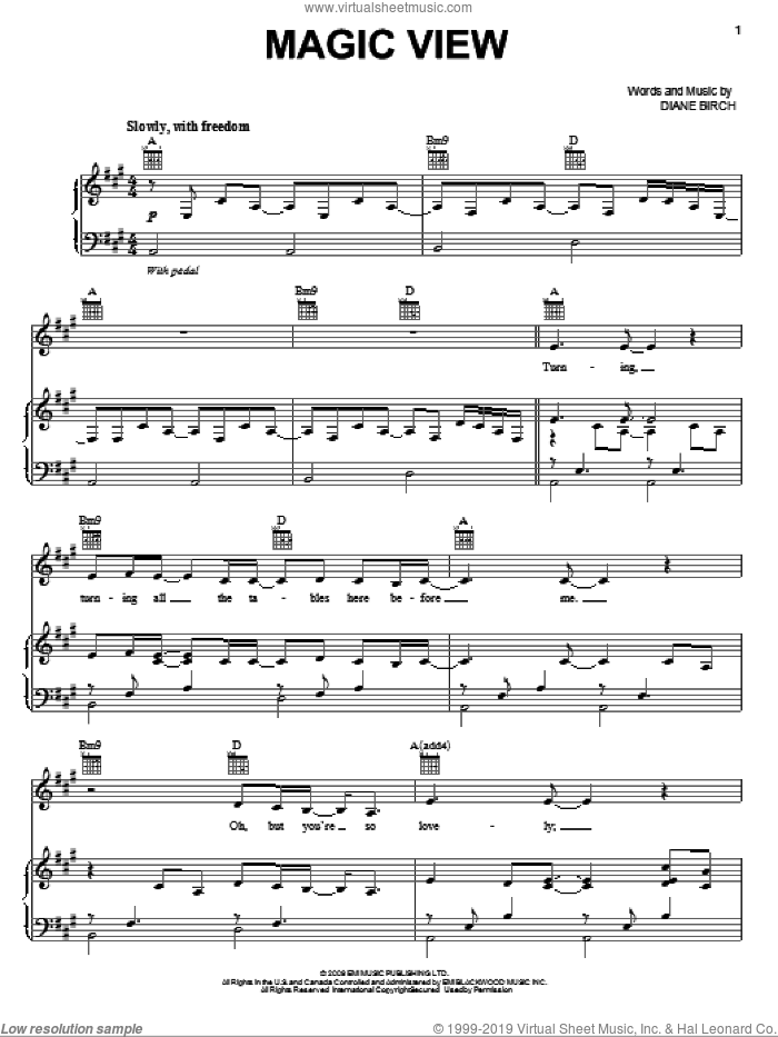 Magic View sheet music for voice, piano or guitar by Diane Birch, intermediate skill level