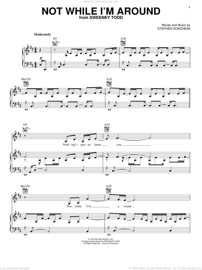 Not While I'm Around sheet music for voice, piano or guitar by Jamie Cullum and Stephen Sondheim, intermediate skill level