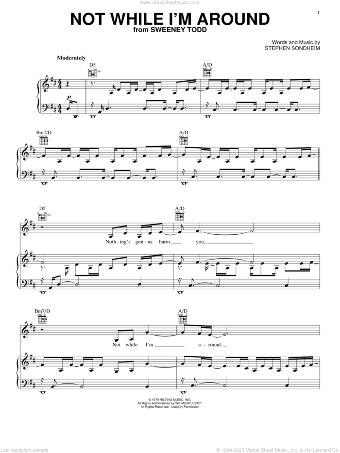 Not While I'm Around sheet music for voice, piano or guitar by Jamie Cullum and Stephen Sondheim, intermediate skill level