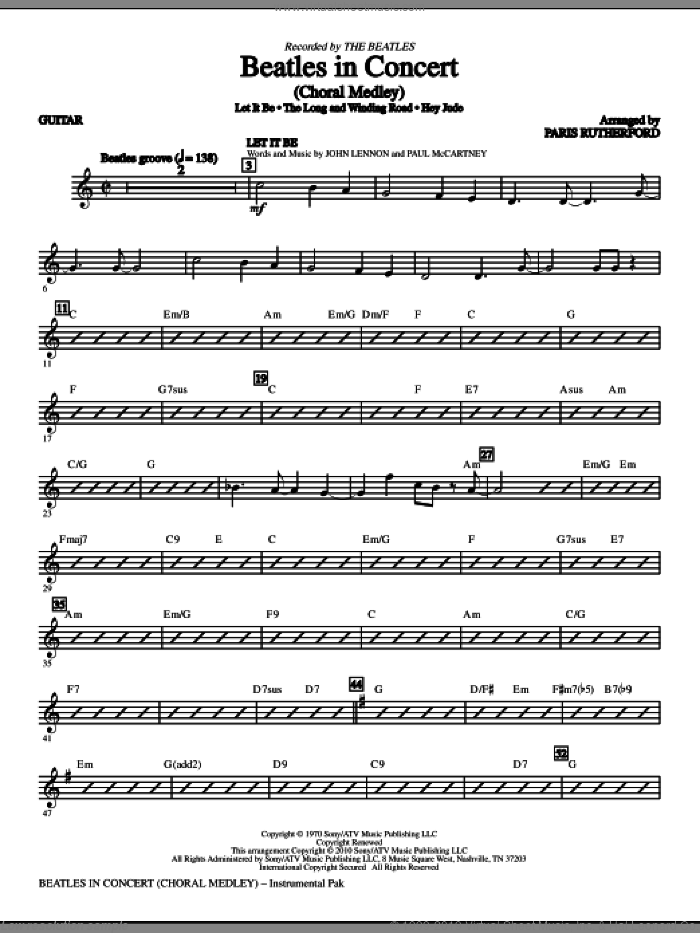 Beatles In Concert (Medley) (complete set of parts) sheet music for orchestra/band (Rhythm) by Paul McCartney, John Lennon, Paris Rutherford and The Beatles, intermediate skill level