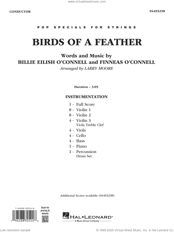 Birds Of A Feather (arr. Larry Moore) (COMPLETE) sheet music for orchestra by Billie Eilish and Larry Moore, intermediate skill level