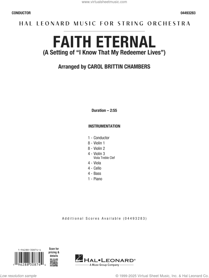 Faith Eternal (COMPLETE) sheet music for orchestra by Carol Brittin Chambers, intermediate skill level