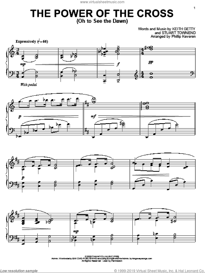 The Power Of The Cross (Oh To See The Dawn) [Jazz version] (arr. Phillip Keveren) sheet music for piano solo by Keith & Kristyn Getty, Phillip Keveren, Keith Getty and Stuart Townend, intermediate skill level