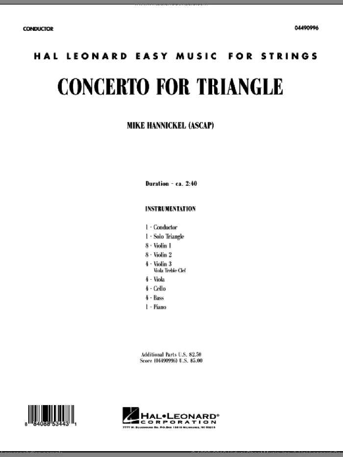 Concerto For Triangle (COMPLETE) sheet music for orchestra by Mike Hannickel, intermediate skill level