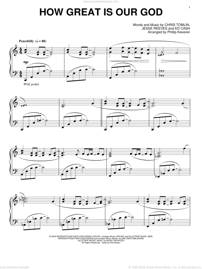 How Great Is Our God [Jazz version] (arr. Phillip Keveren) sheet music for piano solo by Chris Tomlin, Phillip Keveren, Ed Cash and Jesse Reeves, intermediate skill level