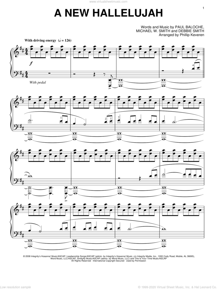 A New Hallelujah [Jazz version] (arr. Phillip Keveren) sheet music for piano solo by Michael W. Smith, Phillip Keveren, Debbie Smith and Paul Baloche, intermediate skill level