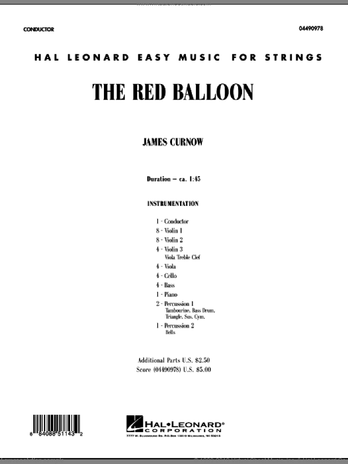 The Red Balloon (COMPLETE) sheet music for orchestra by James Curnow, classical score, intermediate skill level